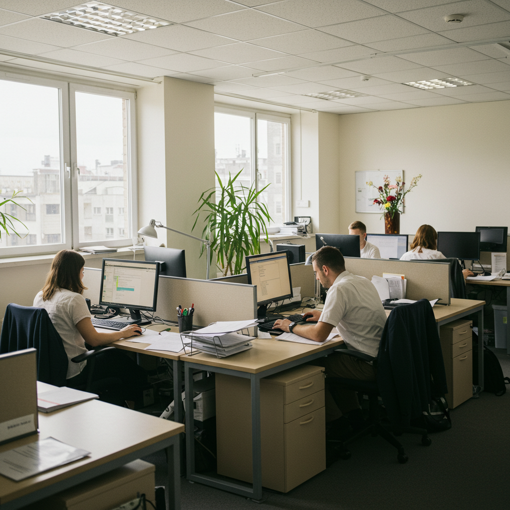 People Working in Office Workspace.